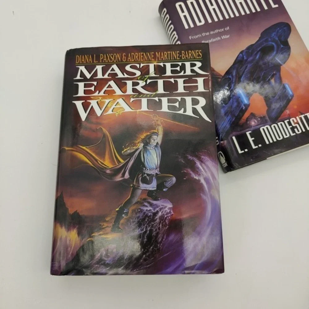 2 Book Lot Sci-Fi Fantasy Hardcover Space Mythology Adiamante Master Earth Water